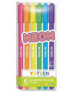 Długopisy żelowe 6 kolorów Neon YN TEEN Interdruk