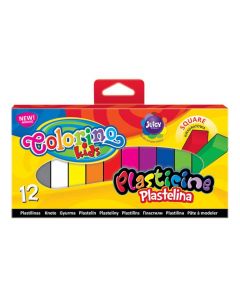 Plastelina 12 kolorów kwadratowa Colorino Kids