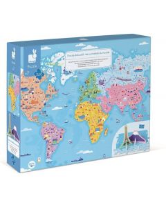 Puzzle edukacyjne z figurkami 3D Cuda świata 350 elementów 7 + J02677 Janod