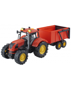 Agro pojazdy - Traktor czerwony z przyczepą 71011 Dumel