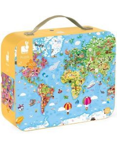 Puzzle w walizce Ogromna mapa świata 300 elementów J02656 Janod