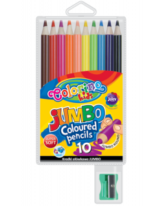 Kredki ołówkowe Jumbo 10 kolorów + temperówka Colorino