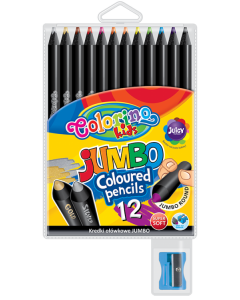 Kredki ołówkowe Jumbo 12 kolorów + temperówka Colorino