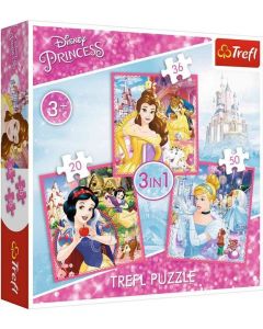 Puzzle 3w1 Świat Księżniczek Disneya 34833 Trefl