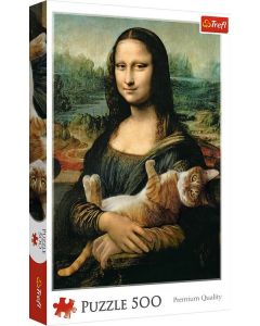 Puzzle 500 elementów Mona Lisa i kot Mruczek 37294 Trefl