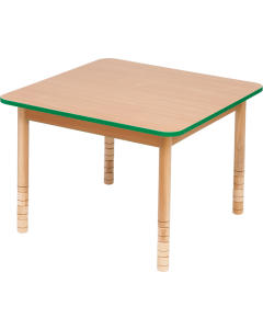 Stół bukowy z dokrętkami kwadratowy z obrzeżem kolor zielony