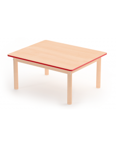 Stół bukowy z dokrętkami prostokątny z kolorowym obrzeżem czerwonym