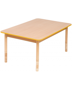 Stół bukowy z dokrętkami prostokątny z kolorowym obrzeżem żółtym