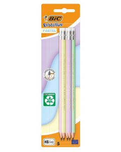 Ołówek HB z gumką Evolution Pastel 5 sztuk Bic