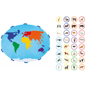 Mapa świata 1 szt. + 30 szt. rzepów Zwierzęta