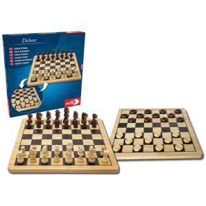 Gra 2w1 drewniane szachy i warcaby deluxe 606104577 Noris