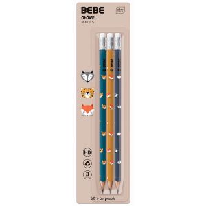 Ołówek HB z gumką 3 sztuki BB Friends Boy Interdruk
