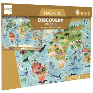 Puzzle magnetyczne 80 elementów i gra obserwacyjna Mapa świata 6181230 Scratch