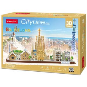Puzzle 3D City Line Barcelona 186 elementów MC256H Cubic Fun