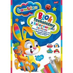 Blok techniczny A4 10 kartek kolorowy Bambino