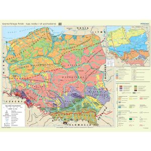 Mapa ścienna Geomorfologia Polski - typy rzeźby i ich pochodzenie