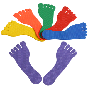Kolorowe elementy w kształcie stóp