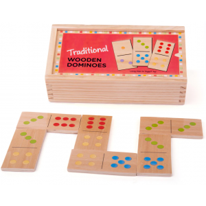 Domino drewniane z kolorowymi oczkami BJ784 Bigjigs Toys