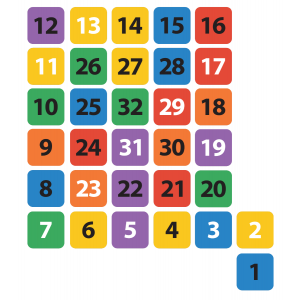 Gra korytarzowa - Kolorowe liczby 1-32