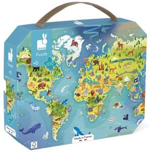 Puzzle w walizce Mapa świata 100 elementów J02607 Janod