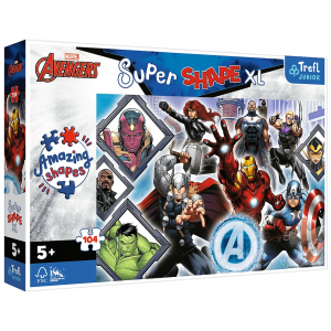 Puzzle 104 elementy Super Shape XL Twoi ulubieni Avengersi 50018 Trefl