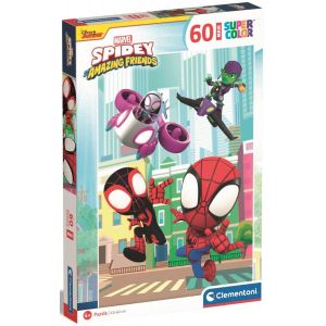 Puzzle 60 elementów maxi SuperColor Spidey Marvel 26476 Clementoni
