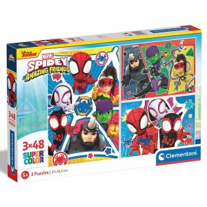 Puzzle 3x48 elementów SuperColor Spidey Marvel 25282 Clementoni