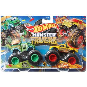 Hot Wheels Monster Trucks 2-pak Demolition Doub Buns of Steel vs All Fried Up 1 1:64 HLT64 Mattel