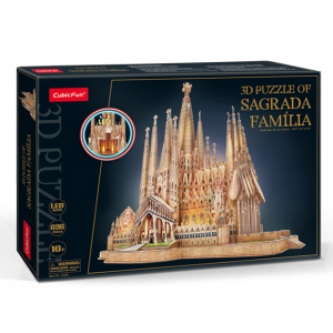 Puzzle 3D Sagrada Familia LED 696 elementów 306-20530 Cubic Fun