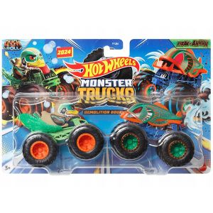 Hot Wheels Monster Trucks 2-pak Demolition Doub Duck n' Roll vs Piran-Ahhhh 1:64 HWN54 Mattel