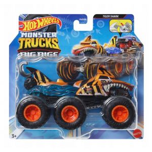 Hot Wheels Monster Trucks Big Rigs - 6-kołowa ciężarówka Tiger Shark 1:64 HWN88 Mattel
