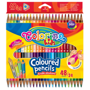 Kredki ołówkowe 24 sztuki 48 kolorów trójkątne dwukolorowe Colorino kids