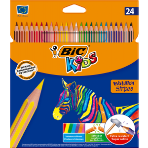 Kredki ołówkowe 24 kolory Kids Eco Evolution Stripes BIC