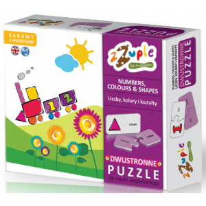 Dwustronne puzzle do nauki angielskiego - Numbers, Colours &Shapes / Liczby, kolory i kształty