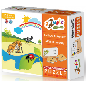 Dwustronne puzzle do nauki angielskiego - Animal alphabet / Alfabet zwierząt