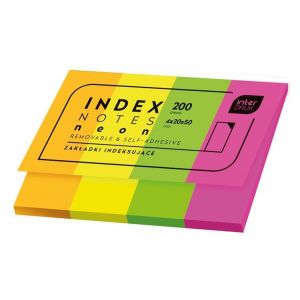 Zakładki indeksujące Neon 20x50mm 4 kolory Interdruk
