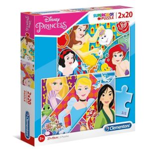 Puzzle Supercolor 2x20 elementów Disney Princess 24766 Clementoni