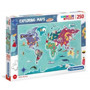 Puzzle Supercolor 250 elementów Mapa Tradycje świata 29064 Clementoni