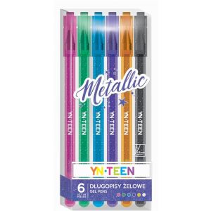 Długopisy żelowe 6 kolorów Metallic YN TEEN Interdruk