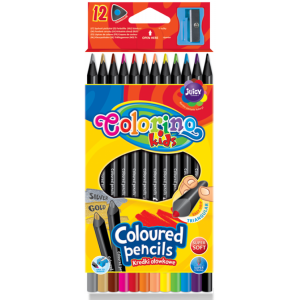 Kredki ołówkowe trójkątne 12 kolorów + temperówka Colorino