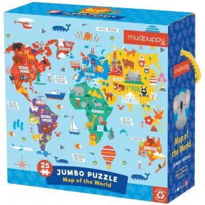 Puzzle podłogowe Jumbo Mapa świata 25 elementów MP67951 Mudpuppy