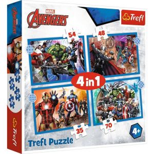Puzzle 4w1 Odważni Avengersi 207 elementów 34386 Trefl